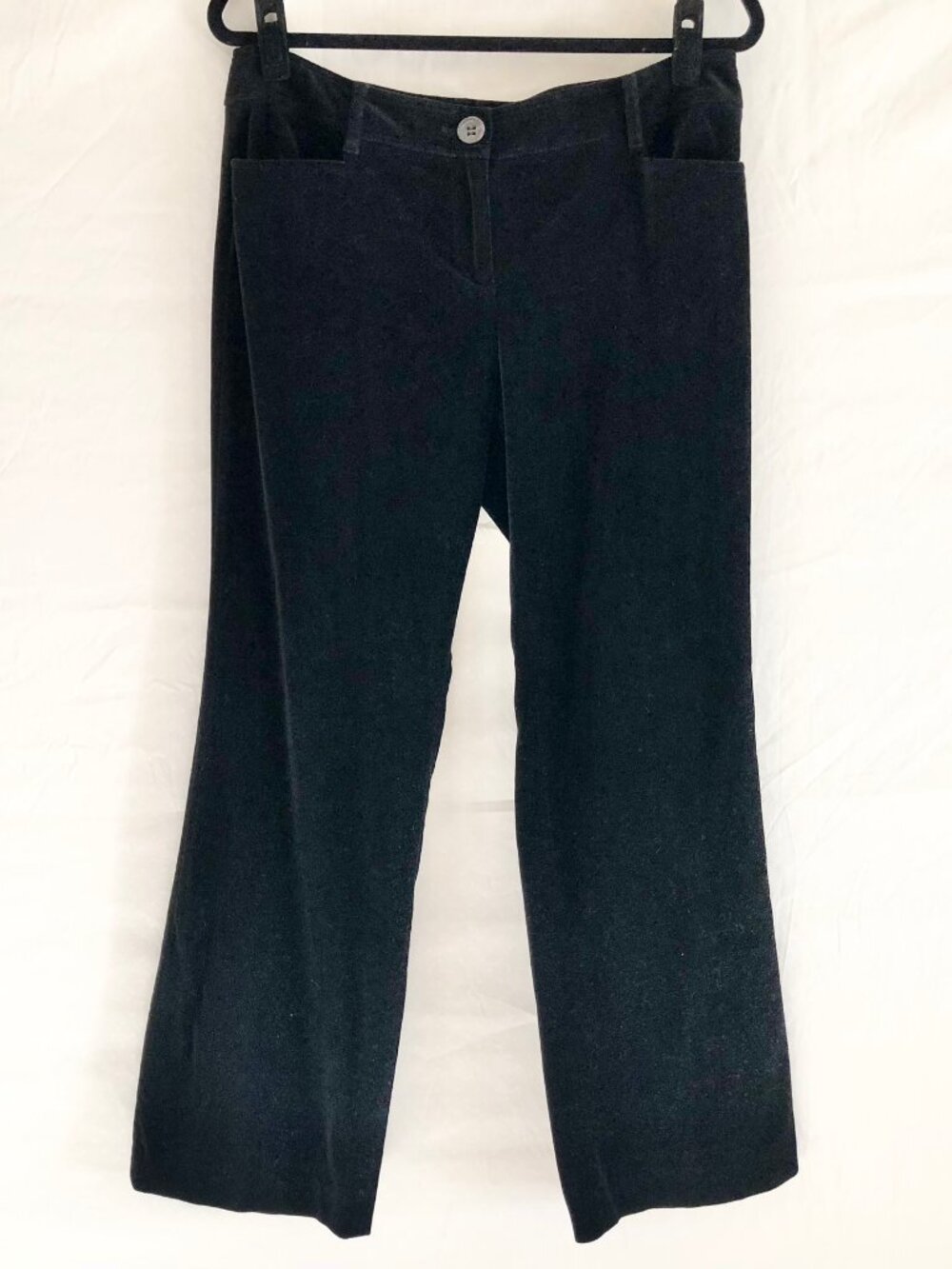 Loft Marisa Black Velour Straight Leg Pants Size 8